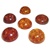 Approx .68" x .31" thick - 17mm x 10mm thick.  These are round domed amber cabochons.  Price is per piece.