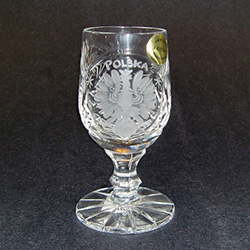 Genuine brilliant Polish 24% lead crystal hand cut with the Polish Eagle and the word "Polska" above. Price is per piece.