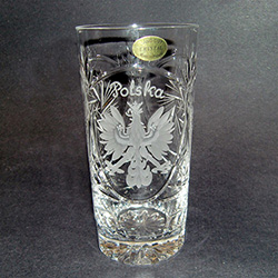 Genuine brilliant Polish 24% lead crystal hand cut with the Polish Eagle and the word "Polska" above. Price is per piece.