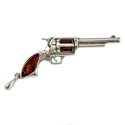 Silver And Amber Revolver Pendant