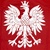 The symbol of Poland on a red background.