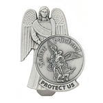 Carry St Michael the Archangel while you travel in your vehicle.  The back has a spring clip that slides on to the windshield visor.