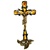 Hand made in Gdansk, the beautiful crucifix is made with natural Baltic amber imbedded in an artistic cross.  Brass base and body of Christ.  Removable base.