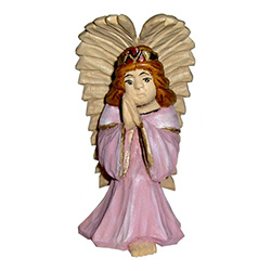 Beautiful hand carved and painted angel by Mieczyslaw Gaja.  Mr Gaja is an accomplished carver who began his career in 1975.  He  is closely associated with the wood carvers school in the town of Lukow (Lukow Carver's Center).   Mr Gaja carves all of his