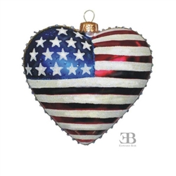 Express your love of country with a gift of this beautiful hand blown and decorated glass ornament heart.  The edge around the heart is studded all the way around with Swarovski crystals.  From the Edward Bar Design Studio in Krakow.