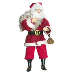From the workshops of the Cepelia cooperative in Krakow comes this traditional St Nicholas carrying a bell.  This is a hanger doll designed to be displayed on a tree or from an ornament holder.  Completely hand made using traditional materials including p