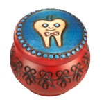 Boy's Round Wooden Tooth Polish Box