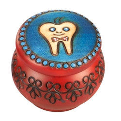 Boy's Round Wooden Tooth Polish Box