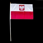 Polish Flag On A Stick With Eagle 11" x 18"