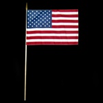 11.5"  x 17" U.S. Flag On A Wooden Stick.  Perfect size flag for cemeteries, backyards, parades and festivals.