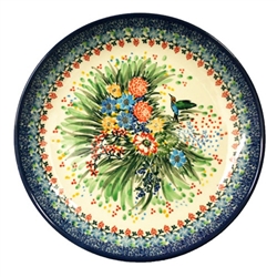 Polish Pottery 10.5" Dinner Plate. Hand made in Poland. Pattern U3356 designed by Teresa Liana.