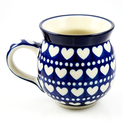 Polish Pottery 11 oz. Bubble Mug. Hand made in Poland and artist initialed.