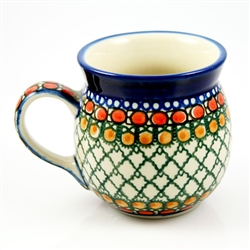 Polish Pottery 6 oz. Bubble Mug. Hand made in Poland. Pattern U81 designed by Teresa Liana.