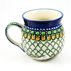 Polish Pottery 6 oz. Bubble Mug. Hand made in Poland. Pattern U83 designed by Teresa Liana.