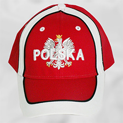 Display the Polish colors of red and white with this handsome looking cap with detailed embroidery work.   The front of the cap features a silver Polish Eagle with gold crown and talons.  On the back a small Polish flag.  Features an adjustable cloth velc