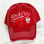 Polska Cap : Red Distressed With Polish Eagle