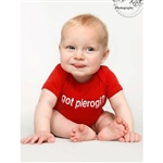 This 100% cotton youth T-shirt, baby onesie romper, emblazoned with the question "Got Pierogi?".
