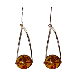 Attractive oval amber suspended in sterling silver.