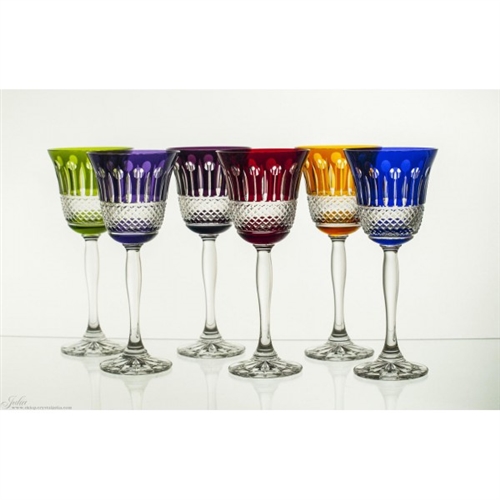 Polish Art Center - Crystal Tulip Shaped Wine Glasses - Set of (6)