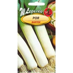 Leek Bartek is a late variety with excellent winter hardiness, also well-wintering in the ground. Cylindrical, medium thick and long, white stem contrasts with dark green leaves.