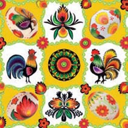 Polish Folk Art Luncheon Napkins (package of 20) - 'Wycinanki Pisanki' - Yellow