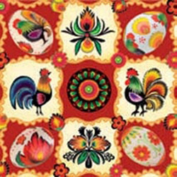 Polish Folk Art Luncheon Napkins (package of 20) - 'Wycinanki Pisanki' - Red