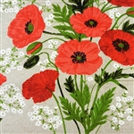 Linen Tablecloth: Czerwone Maki - Red Poppies - 52" Square