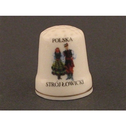 This porcelain thimble has a dancing couple from Lowicz.  Beautiful collector's item.