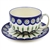 Polish Pottery 13 oz. Cup and Saucer Set. Hand made in Poland and artist initialed.