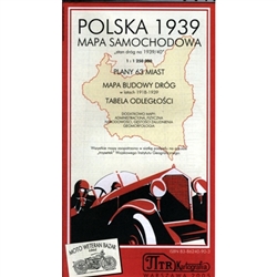 Two sided large folding map featuring a detailed map of Polish roads in 1939.