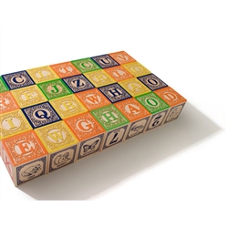 When teaching your child how to read, write, sort, and just have fun, nothing beats simplicity. This set of 28 blocks is crafted from sustainable Michigan basswood, then embossed and printed with a colorful range of non-toxic inks.