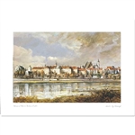 Beautiful print of a watercolor by Polish artist Wanda Maj-Adamczyk. Panoramic view of Warsaw's Old Town from the opposite bank of the Vistula river.  Suitable for framing.  Includes an envelope for mailing.  Packaged in clear resealable polypropylene.