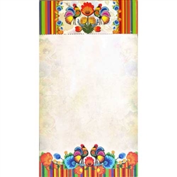 Perfect to hang on a refrigerator or lay on a desk. 72 sheet color note pad decorated in a Polish paper cut design (wycinanka) from the Lowicz region of Poland. Size 4.25" x 7.5". Large magnet on the back. These make great gifts for crafters, paper cut en