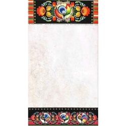 Perfect to hang on a refrigerator or lay on a desk. 72 sheet color note pad decorated in a Polish paper cut design (wycinanka) from the Lowicz region of Poland. Size 4.25" x 7.5". Large magnet on the back. These make great gifts for crafters, paper cut