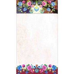 Perfect to hang on a refrigerator or lay on a desk. 72 sheet color note pad decorated in a Polish paper cut design (wycinanka) from the Lowicz region of Poland. Size - 4.25" x 7.5". Large magnet on the back. These make great gifts for crafters, paper cut