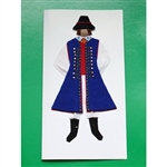 This card is dressed with material and wooden head to give a very special doll-like effect.   Our man is from the Kaszub region in northern Poland.