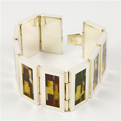 Amber and Silver hinged cuff bracelet