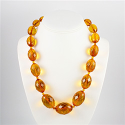 22" Faceted beaded Amber Necklace