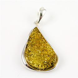 Green Baltic amber with Sterling Silver detail.