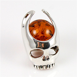 Baltic amber ball in Sterling Silver skull.