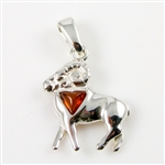 Amber And Silver Zodiac Pendant: Aries