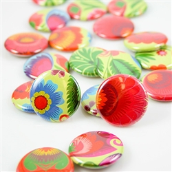 These small pin back buttons are bright and colorful, featuring traditional Polish wycinanki designs. We make these buttons in house, a Polish Art Center exclusive!