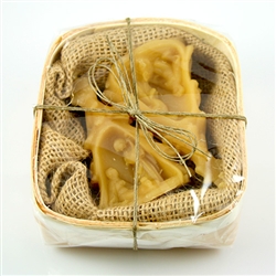 Set of 2 mini pure Polish beeswax candle nativities.  Nested in a burlap bed and housed in a woven wooden box.  Makes a perfect Christmas gift!