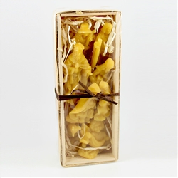11 piece deluxe set of pure Polish beeswax figures nestled in a soft bed of wood shavings and housed in a gift box made of of woven wood.  Makes a great Christmas present.
