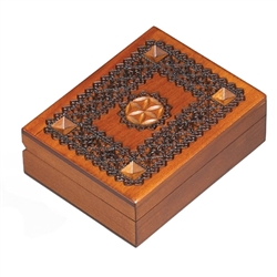 This beautiful box is made of seasoned Linden wood, from the Tatra Mountain region of Poland.  The skilled artisans of this region employ centuries old traditions and meticulous handcraftmanship to create a finished product of uncompromising quality.