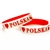 I Love Polska says it all.  Small size (7" - 18cm) wrist band with a little stretch designed for smaller wrists.

*WARNING: Choking Hazard--Small Parts
 Not for children under 3 yrs.