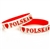 I Love Polska says it all.  Small size (7" - 18cm) wrist band with a little stretch designed for smaller wrists.

*WARNING: Choking Hazard--Small Parts
 Not for children under 3 yrs.