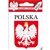 Small waterproof indoor/outdoor sticker perfect for a heritage room display or elsewhere.  The White Eagle (Polish: Orzel Bialy) is the national coat of arms of Poland. It is a stylized white eagle with a golden beak and talons, and wearing a golden crown