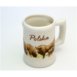 This mini porcelain mug is a great collector's item that makes a great gift for the curio cabinet.  Features a herd of Polish bison.