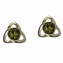 Green Amber Earrings Inside A Celtic Knot